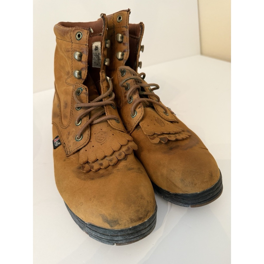 Justin Boots Mens Lace Up Ropers Brown Leather Western Work Boots 913 Size 10 D